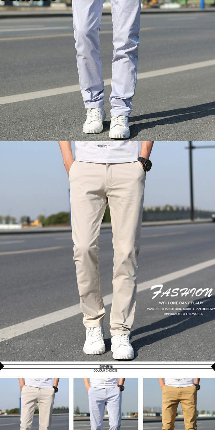 Playboy mùa hè cotton mỏng phần băng lụa nam giản dị Quần mỏng lỏng thẳng thanh niên quần dài co giãn - Crop Jeans quần đùi nam