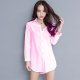 White shirt women's 2018 spring and autumn new long-sleeved loose Korean version of the wild large size women's mid-length BF bottoming shirt inch