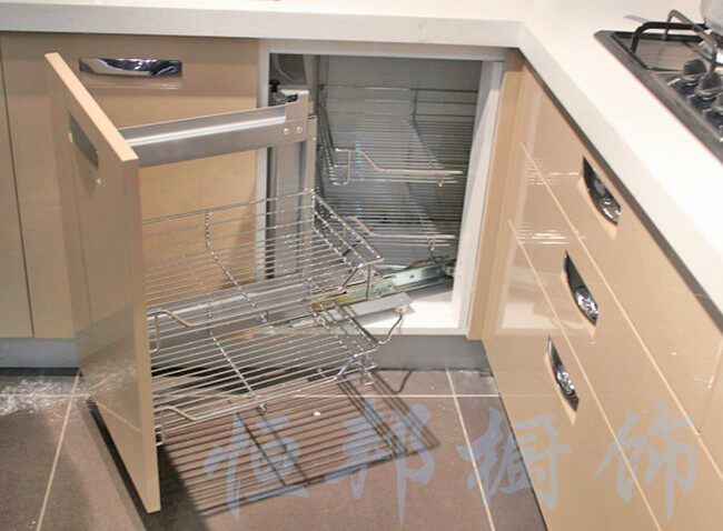 Kitchen corner little monster pull basket corner linkage pull basket door double-layer