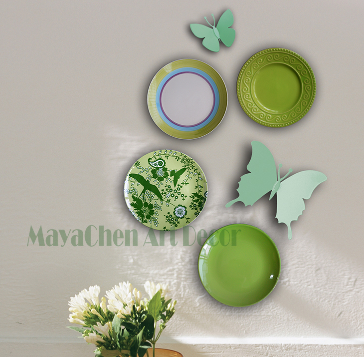 Early spring special green pastoral plate wall design wind Ceramic hanging plate Decorative plate wall plate