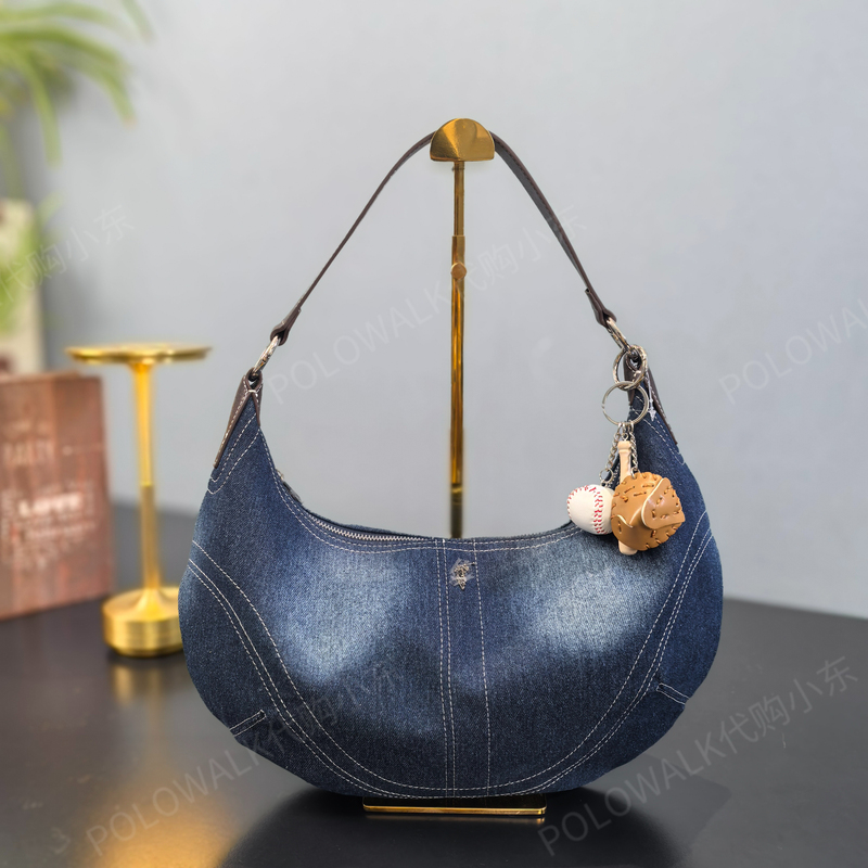 Polo Denim Bag 2026 New Fashion Versatile Casual Handbag Shoulder Bag with Pendant Trendy 50371 Polo Denim Bag 2026 New Fashion Versatile Casual Handbag Shoulder Bag with Pendant Trendy 50371
