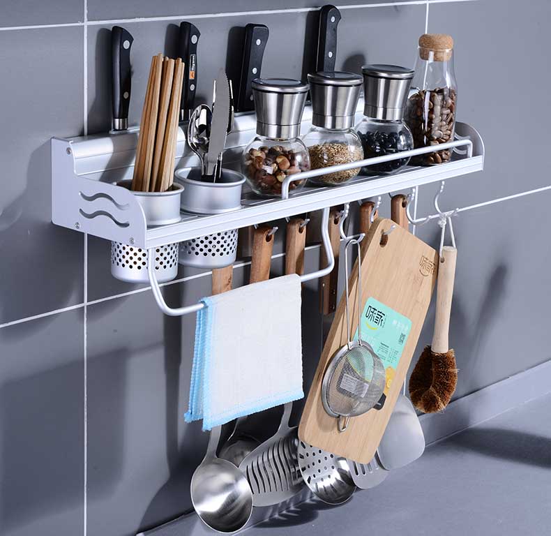 Kitchen shelf wall hanging shelf mount placing spoon spoon shovel spatially free-hole aluminum knife frame