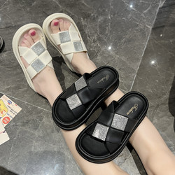 The new chessboard grid summer fashion versatile wears small incense wind women's shoes