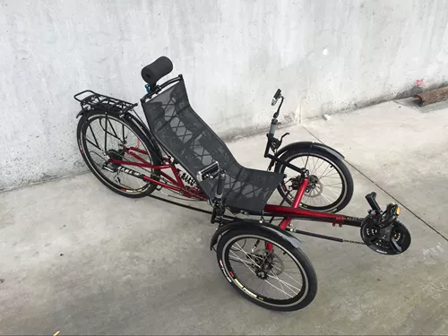 Складной амортизирующий трехколесный лежачий велосипед, кресло, модернизированная версия