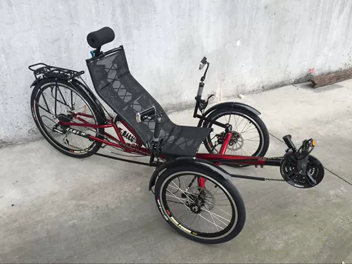 Складной амортизирующий трехколесный лежачий велосипед, кресло, модернизированная версия