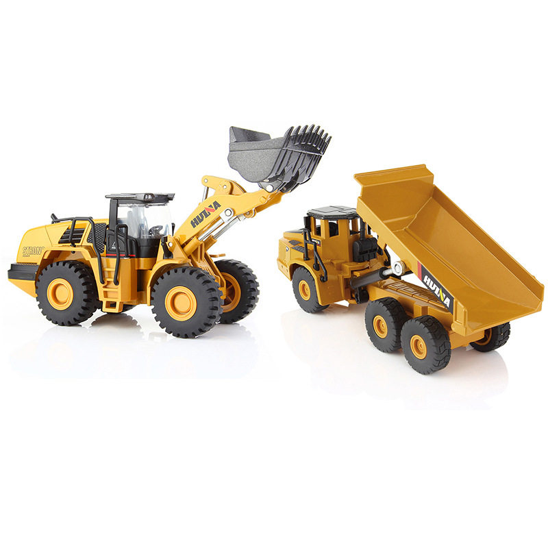 Tandem 1:50 Alloy Engineering Car Model Loader Dumping Car Suit Bulldozer Articulated Type Dumping Car Suit