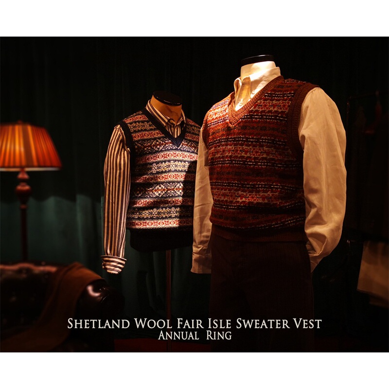 Annualring Retro British Shetland Islands Fair Isle All-Wool Knitted Pullover Vest for Men and Women Annualring Retro British Shetland Islands Fair Isle All-Wool Knitted Pullover Vest for Men and Women