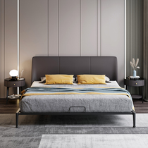 Modern minimalist zhen leather bed small Italian minimalist 1 5 meters near the pi yi chuang Master Bedroom 1 8 meters double nuptial bed