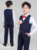 Детское платье, комплект, рубашка, штаны, жилет для мальчиков, наряд для музыкальных выступлений, подходит для подростков