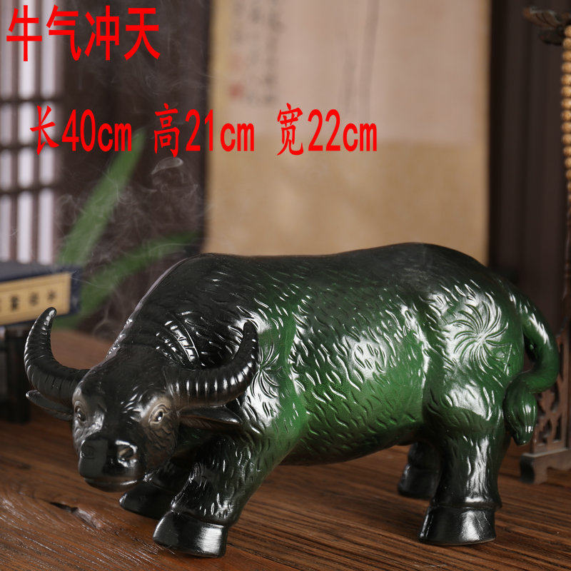 Jingdezhen Ceramic Big Buffalo Sculpture Buffalo Classical Art Gathering Accessories Household Xuanguan Living Room Decoration