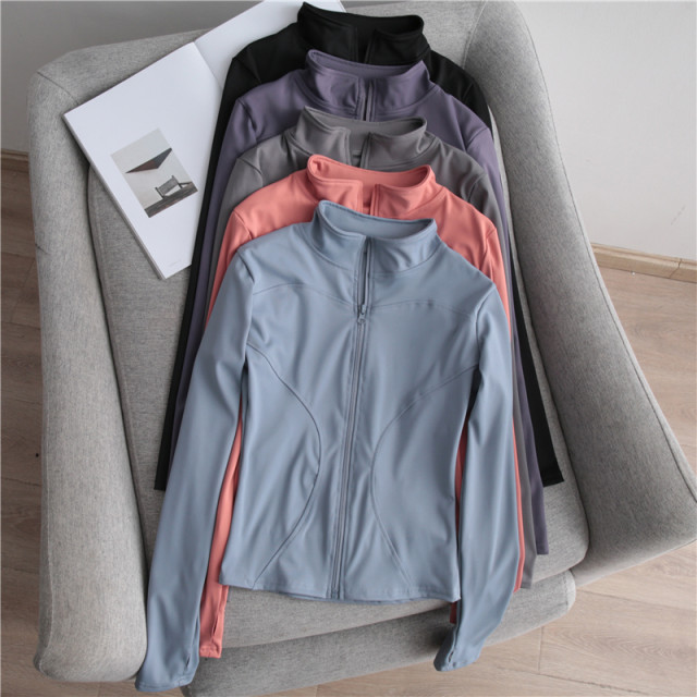 Yoga clothing sports jacket women's morning running autumn 2023 elastic tight slim long-sleeved running quick-drying breathable top