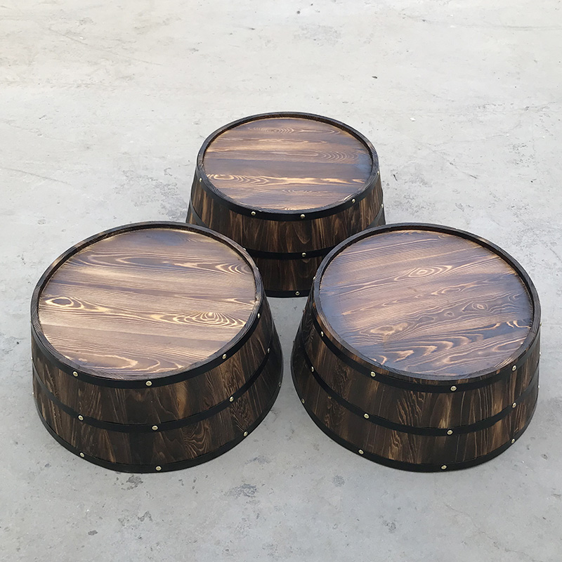 Wine Barrel Half Barrel Decorated Wall-mounted Solid Wood Red Wine Barrel Oak Lid Retrofitted Barrel Bottom Bar Wine Shop Prop Set