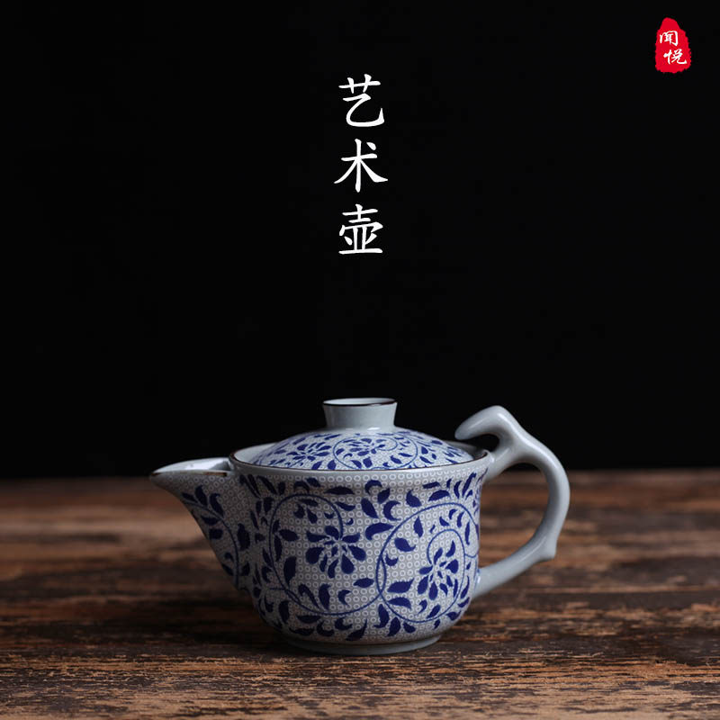 Chaozhou Old Tea Ware Ceramic Green Flower Teapot Anti-Scalding Tea Maker Home Utiliturg Tea With Lid Bowl and Clay Art Pot