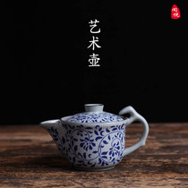 Chaozhou old tea ware ceramic blue and white teapot anti-scalding tea maker household kung fu tea set cover bowl pot retro art pot