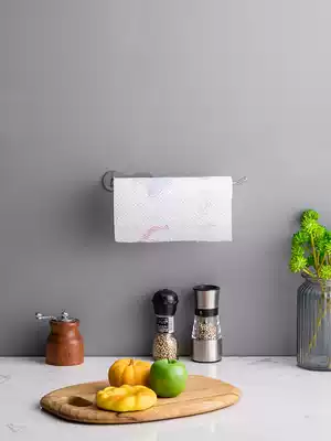 304 stainless steel cling film storage tissue rack non-perforated kitchen oil-absorbing paper roll toilet paper holder fresh-keeping bag shelf