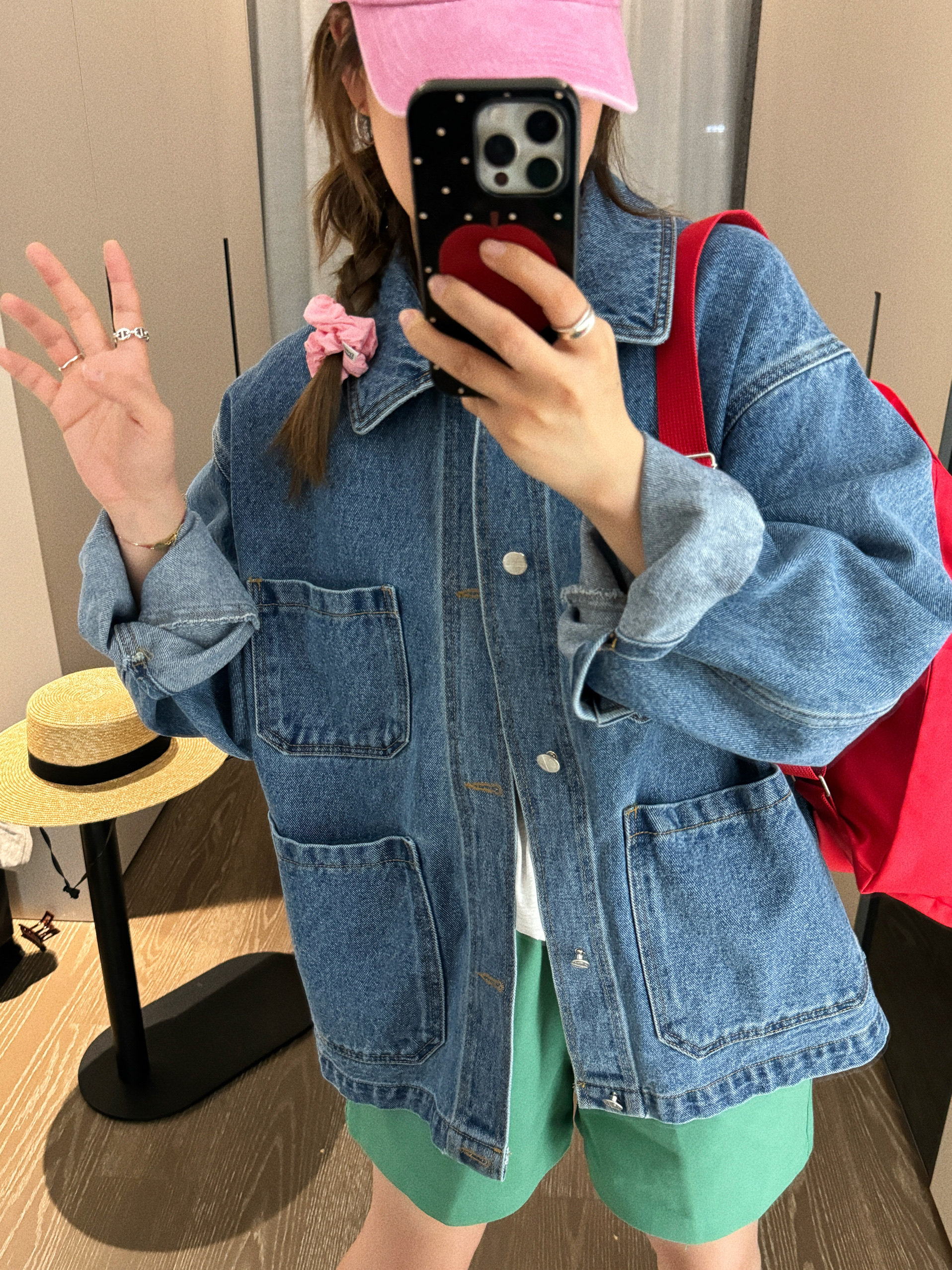 한국 chic 봄 가을 새로운 작은 대중 레트로 기타 주머니 디자인 루즈핏 다용도 캐주얼 긴팔 데님 여성 코트 상세 이미지 3