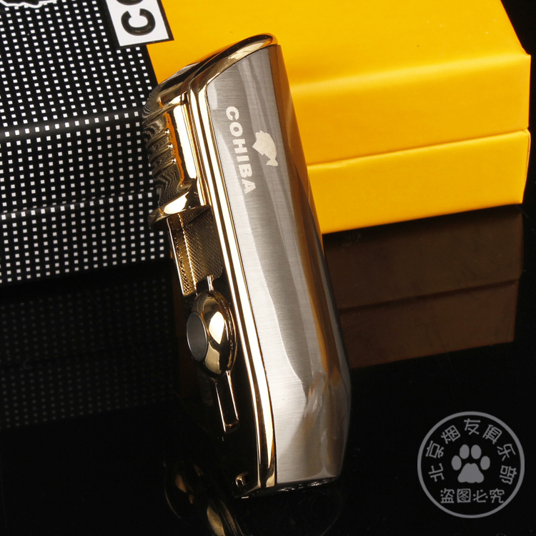 Cohiba bơm hơi nhẹ hơn 3 ngọn lửa xì gà thẳng với xì gà khoan xì gà mở hộp quà tặng các loại bật lửa