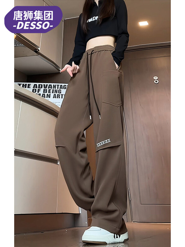 Tangshi Group Desso Women's Cargo Pants Spring and Autumn Sports Sweatpants Loose Straight-Leg Multi-Pocket Casual Pants Plus Size
