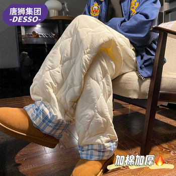 Tangshi Group Desso Warm Padded Casual Pants for Women, New Winter Style, Outdoor Wear, Cold-Proof, Fleece-Lined, Thickened Long Pants, Trendy