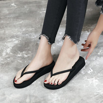 2020 new slope with thick bottom Flip-flops female summer non-slip fashion outside wear sandals students simple sandals tide