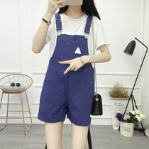Denim strap shorts Women summer 2021 New Korean version of loose student jumpsuit casual suspender wide leg pants set