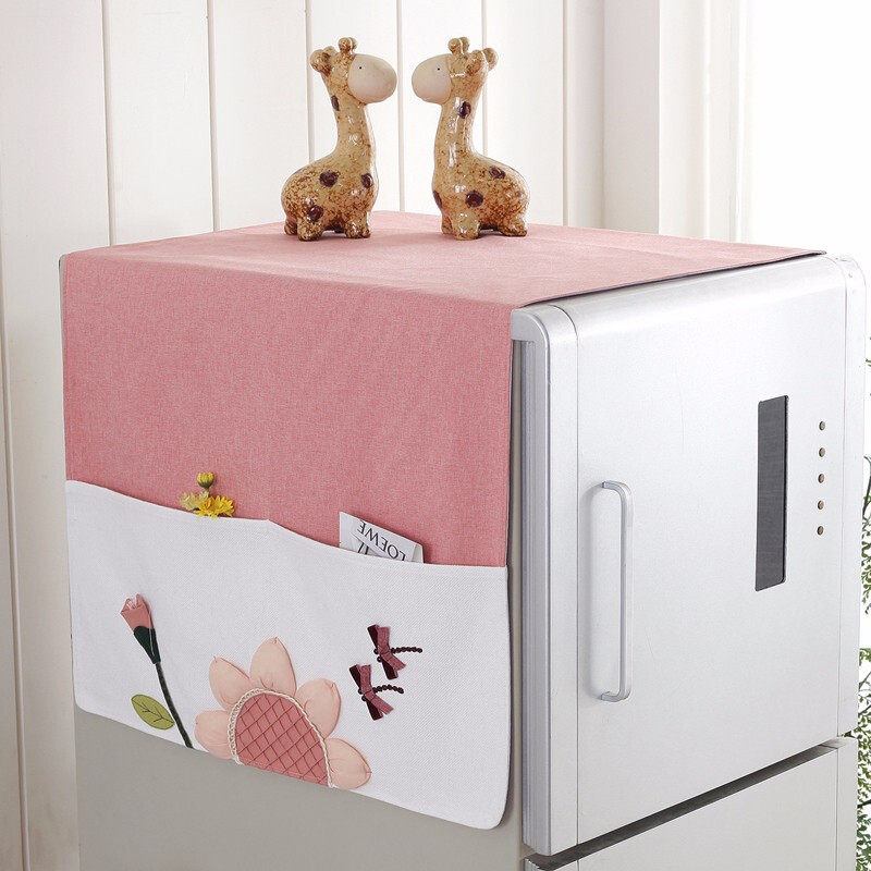 Refrigerator cover cloth multi-function single door Nordic wind open door dust cover towel double door cotton linen art household