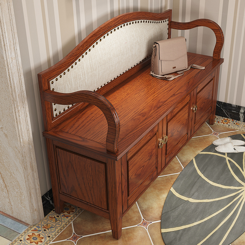 Pure solid wood shoe-changing stool American-style home door shoe cabinet European-style shoe stool entry door can sit storage storage stool