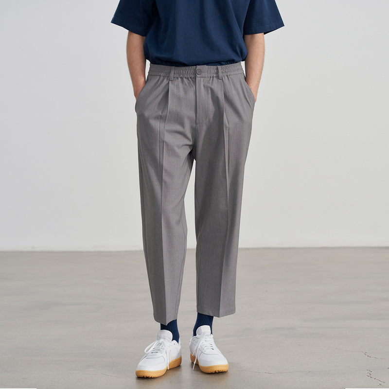 Jarvistorm Japanese-Style Simple Nine-Point Pants for Men, Single Pleated Loose Tapered Casual Pants Jarvistorm Japanese-Style Simple Nine-Point Pants for Men, Single Pleated Loose Tapered Casual Pants