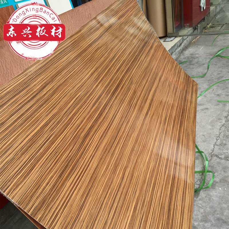 Paint-free technology small zebra wood veneer hotel decoration furniture wine cabinet siding TV background wall wood veneer