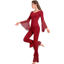 Dance Rhyme Elegant Yoga Clothing Bio Spring Yoga Set Fairy with Chest Pad Long Sleeve Womens Pants White Red