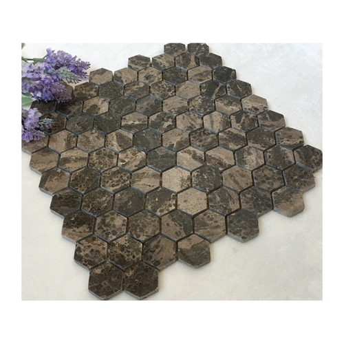 Коричневая шестиугольная мозаичная плитка из натурального камня Голд-Кост шестиугольная плитка для балкона, ванной комнаты, ванной комнаты