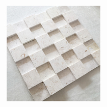 Natural Marble Mosaic Wall Patch Stone Moon Light Rice Yellow 3d Vin Fossil Balcony Background Wall Living-room Toilet