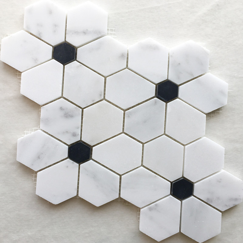 Black and white stone mosaic parquet natural marble Oriental white porch powder room background wall living room cultural stone