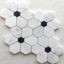 Black & White Stone Mosaic Parquet Natural Marble Oriental White Xuanguan Toilet Background Wall Living Room Cultural Stone