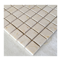 Spanish beige stone mosaic wall stickers marble beige pool bathroom floor tiles curved brick floor tiles