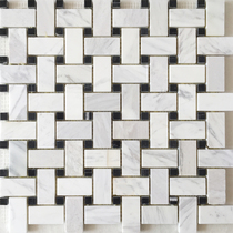 Natural Marble Mosaic Tiles Stone Black White Woven Parquet Bathroom Balcony Wall Stickup Toilet Living Room