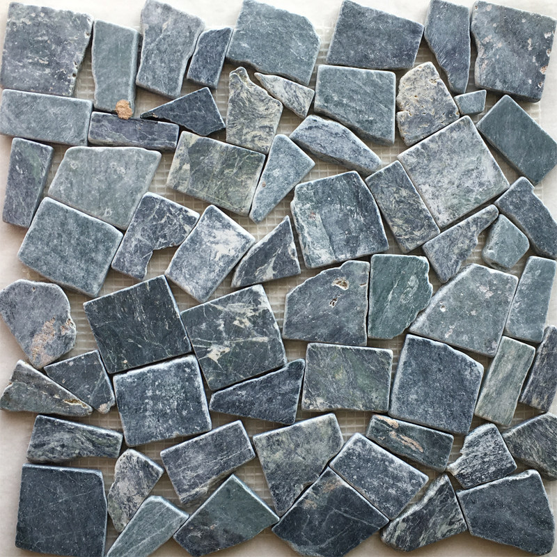Dark green stone mosaic wall paste natural marble large flower green fragments smashed cobblestone bar dressing room