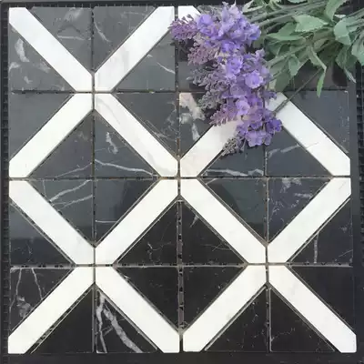 Natural stone mosaic wall stickers background wall marble black and white root jazz white balcony living room dressing room bathroom