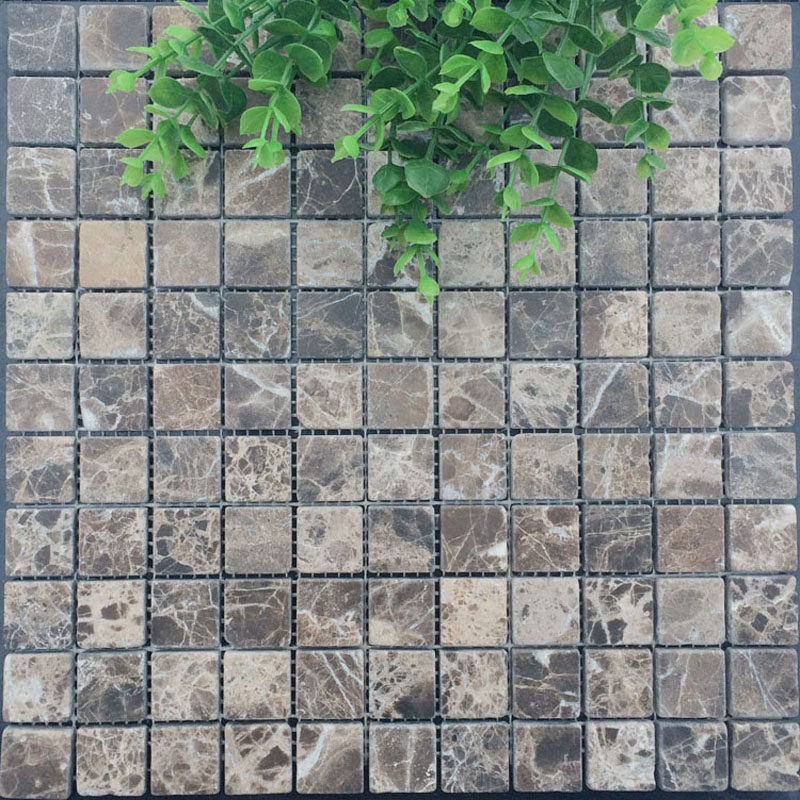 Antique stone mosaic wall with imported dark coffee dumb marble bathroom pool tiles