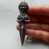 Vintage Nepalese sky iron chiseled Vajra pestle single-sided Vajra prong Dharma-conquering demon pestle Tibetan old magic weapon
