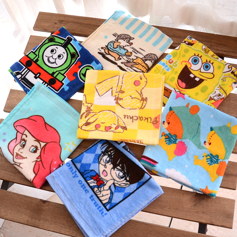 Cute cartoon small square towel towel pure cotton water absorbent wash face Home All cotton Children Adult handkerchief Super soft