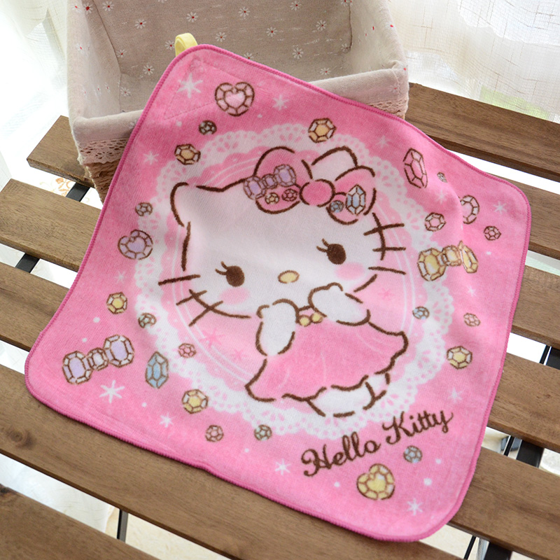 New product kitty with lanyard can write name pure cotton cartoon cute large square towel absorbent and soft 33*33cm