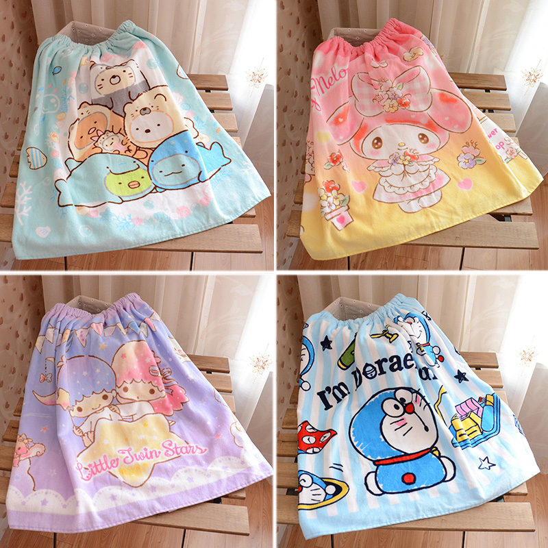 Children Cartoon Pure Cotton Apron Water Absorbent Soft Cute Trowel Towel Material Small Bear Vini Bath Dresses Bidet Pair