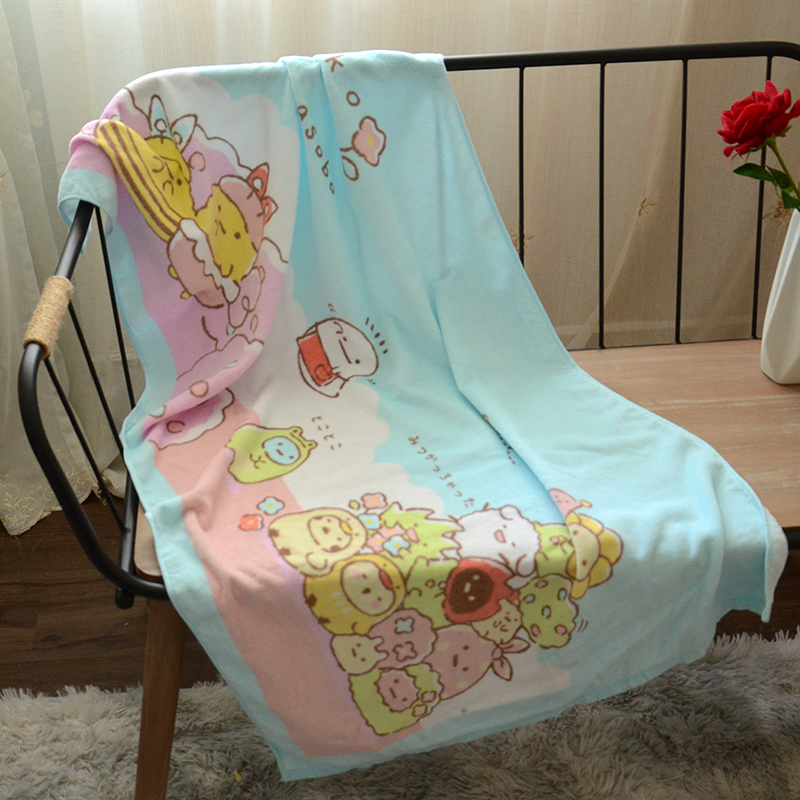 Corner Pure Cotton Thin Bath Towel Absorbent 140*70cm Household Cartoon Cute Household Big Towel for Men and Women