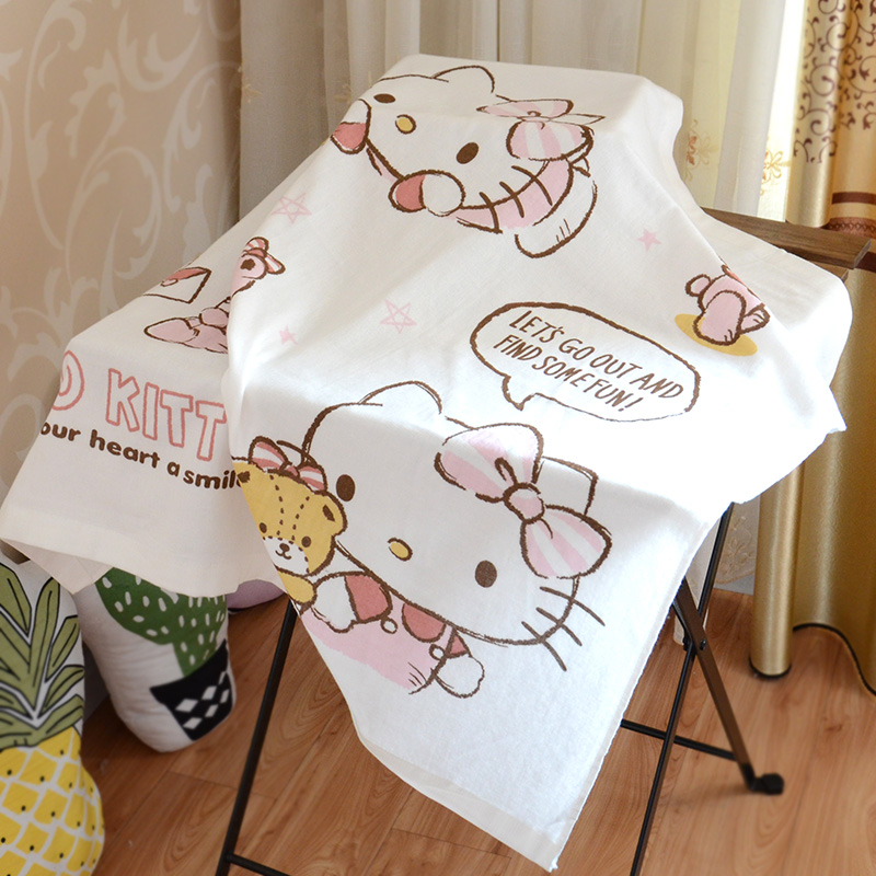 Baby Gauze Square Small Bath Towels Wrap Blanket Soft Absorbent Kitty Small Bear 90 cm Pure Cotton Full Cotton Thin