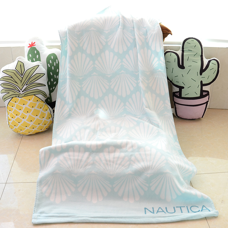 Beauty single Microflawnins Thickened Fresh Shells Pure Cotton Bath Towels Large Towel Absorbent Soft Individuality 130 * 70cm