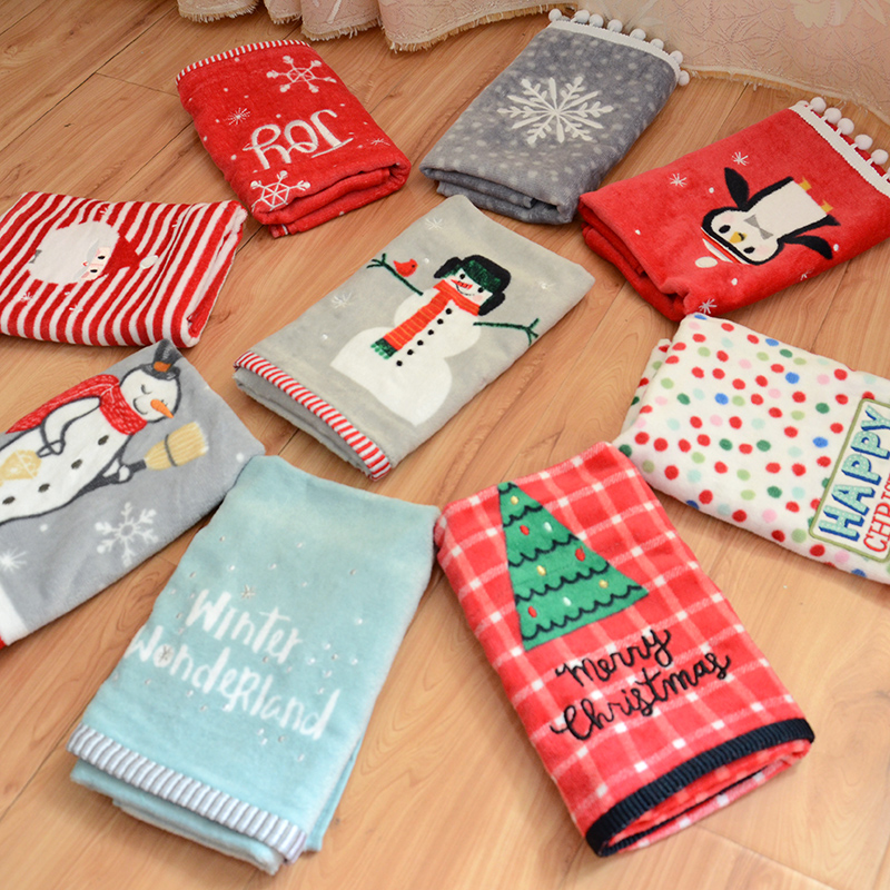Pure cotton Christmas towel cotton face towel cartoon embroidery absorbent soft couple adult face cleansing household