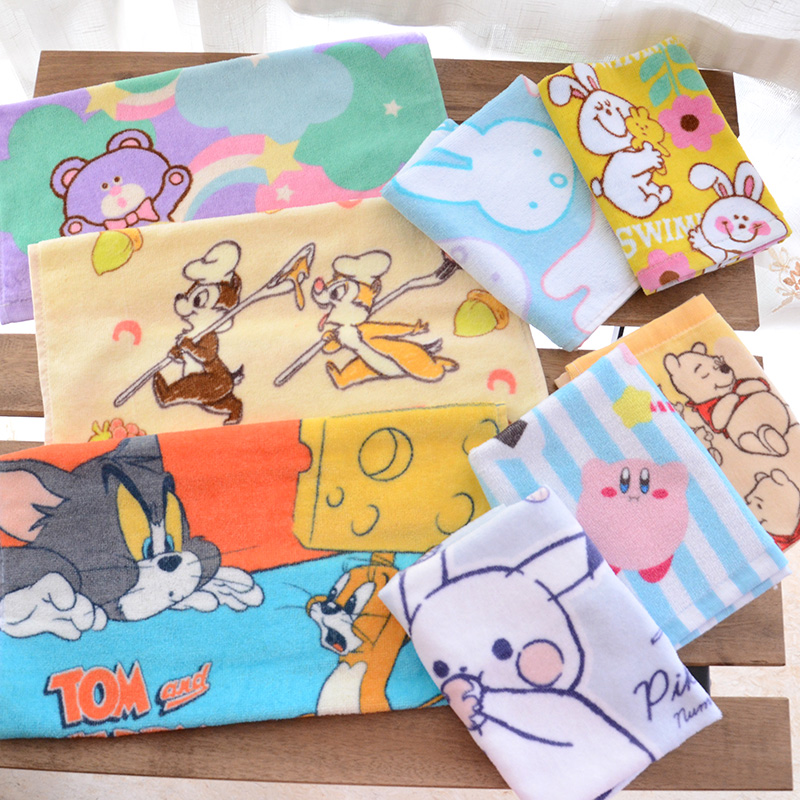 Cartoon SOFT ABSORBENT CARTOON LOVELY SQUARE TOWEL FULL COTTON ADULT CHILDREN FACE TOWELS SMALL TOWEL PURE COTTON 34 * 35cm