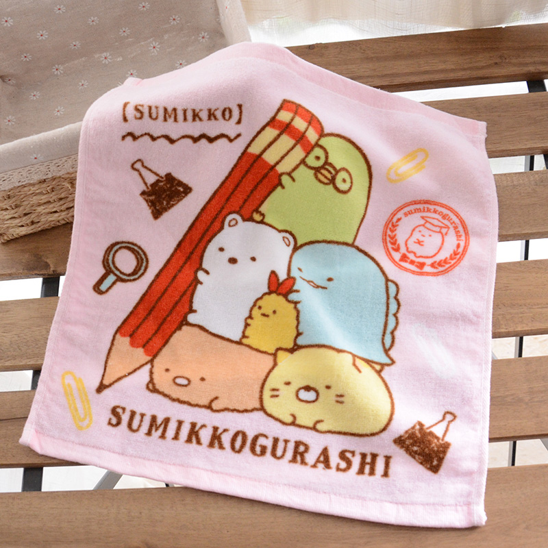 Corner soft absorbent cartoon cute square towel small towel pure cotton 34 * 35cm wash face grater square
