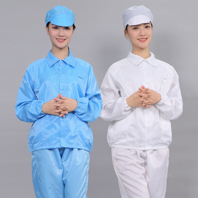 Anti-static work clothes two-piece lapel with hat dust-free clothing factory workshop blue white dust-proof electrostatic clothes